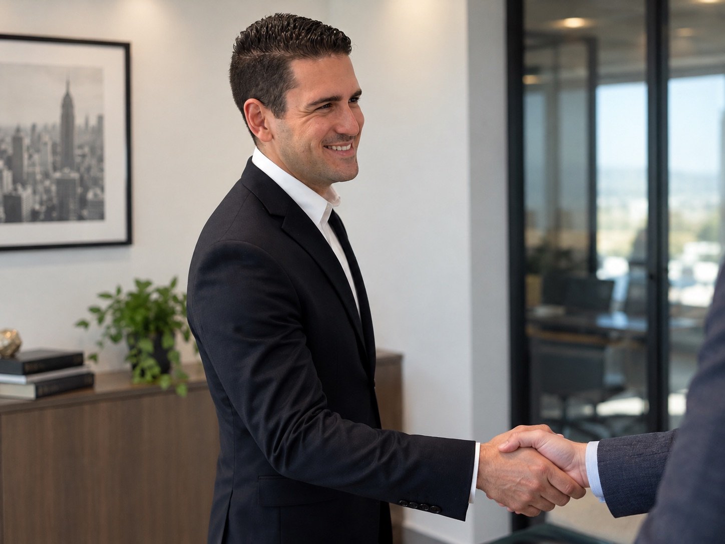 Gabriel Bagnoli of Affluent Accounting shaking hands with a new bookkeeping client